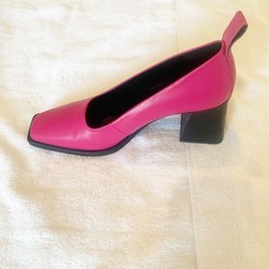 Pink Leather Pumps Square-Toe Block Heel Vagabond Shoemakers.